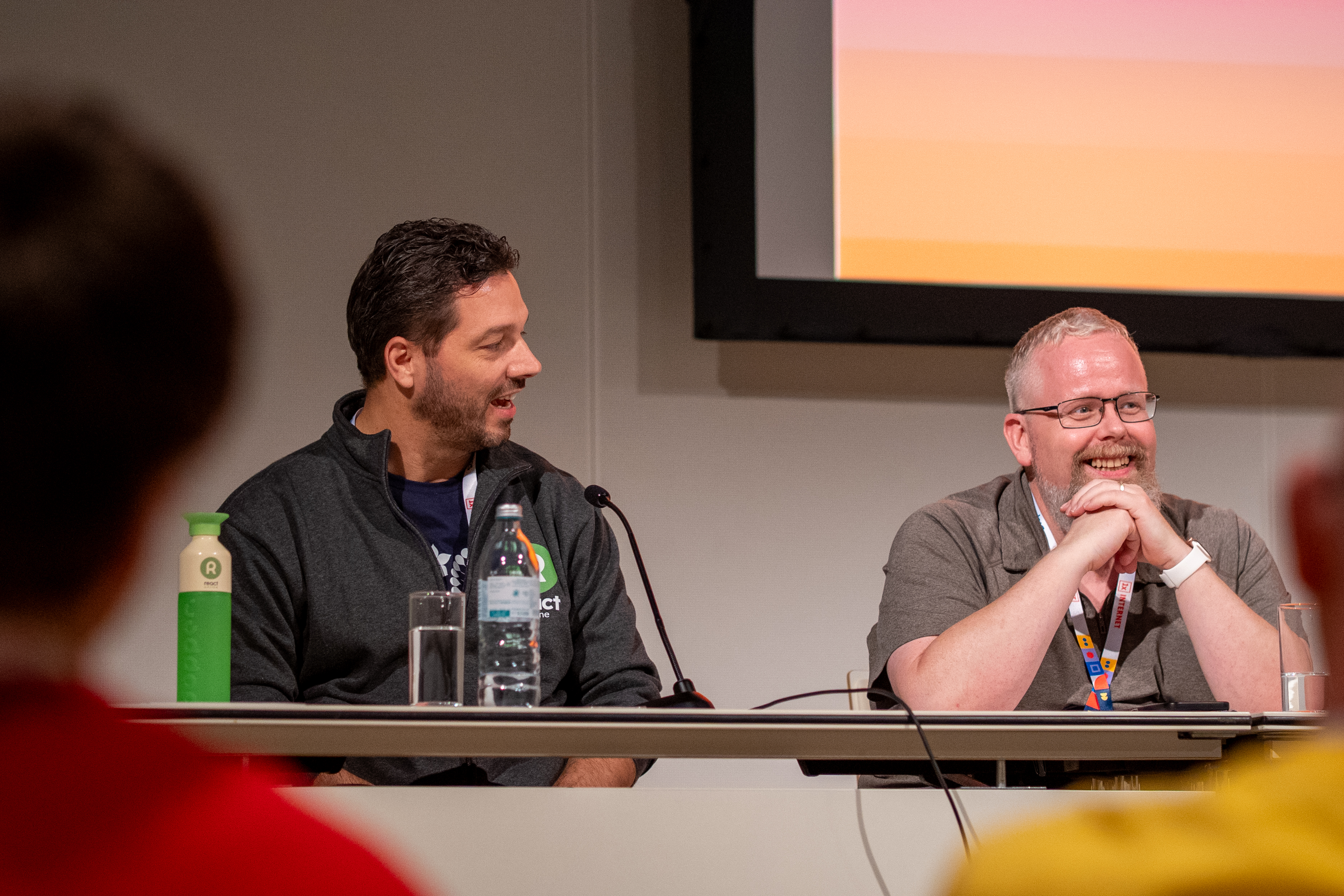 Hilmar and Jean-Paul in Panel at DrupalCon Vienna